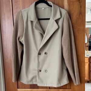 Women's Tan Double-Breasted Jacket NEW